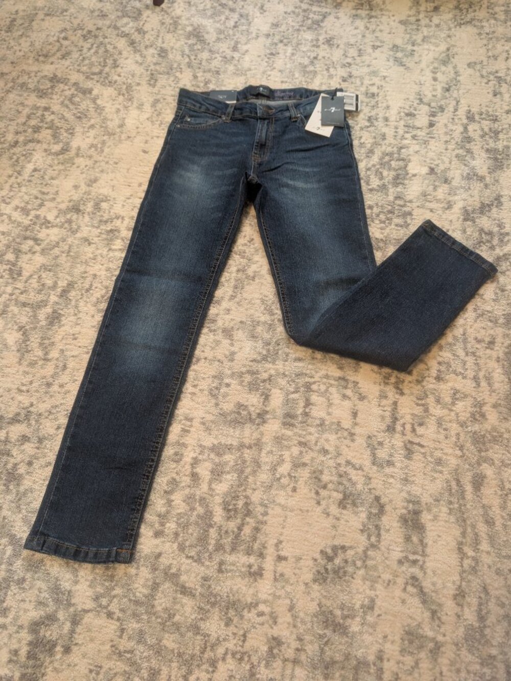 7 For All Mankind Slimmy Jeans Boys Size 10 NWT Slim Straight Dark Wash Denim - Picture 2 of 8